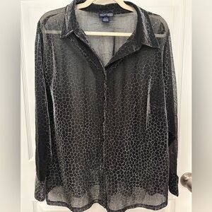 Vintage Venezia Jeans Clothing Co. Sheer Black Button-Up Blouse.  Sz:22/24 Used